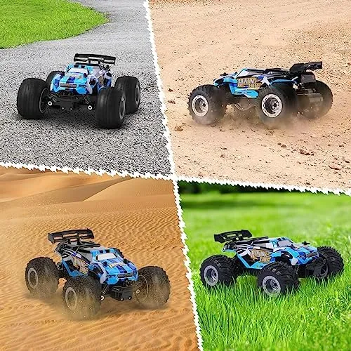 Remote Control Car, Remote Control Truck, 2.4Ghz All Terrain Off-Road Monster Truck, 20 KM/H Rc Cars with LED Bodylight and 2 Rechargeable Batteries Toys for Boys