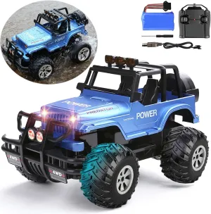 Remote Control Monster Truck for Boys, 1/16 Off Road RC Truck Crawler High Speed RC Pickup SUV with Headlights Rechargeable RC Car for Kids