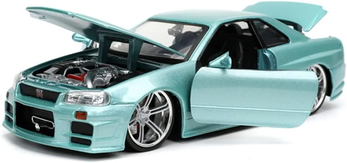 Resin Car Vehicle Model Fit for Nissan Skyline GT-R 2002 1 24 Alloy Diecast Car Model Children Metal Toy Gift Collection Festive Deluxe Gift(green), ZMAOAZ200510103