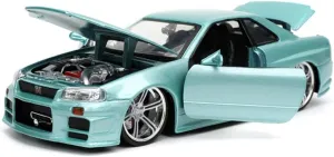 Resin Car Vehicle Model Fit for Nissan Skyline GT-R 2002 1 24 Alloy Diecast Car Model Children Metal Toy Gift Collection Festive Deluxe Gift(green), ZMAOAZ200510103