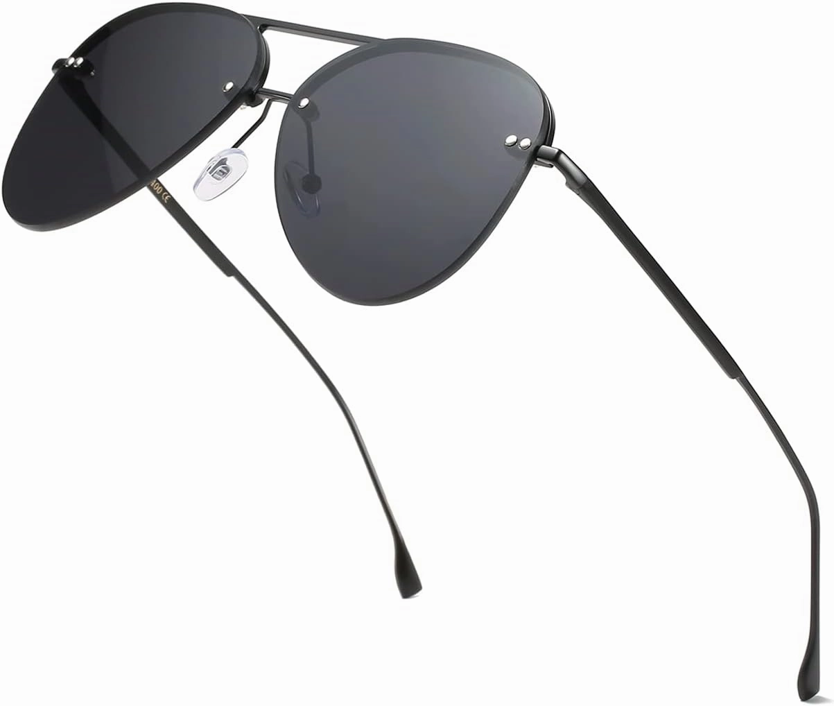 Retro Rimless Women Aviator Sunglasses Classic Lady Oversized Sun Glasses black Gradient Mirrored Lens Bold Shades