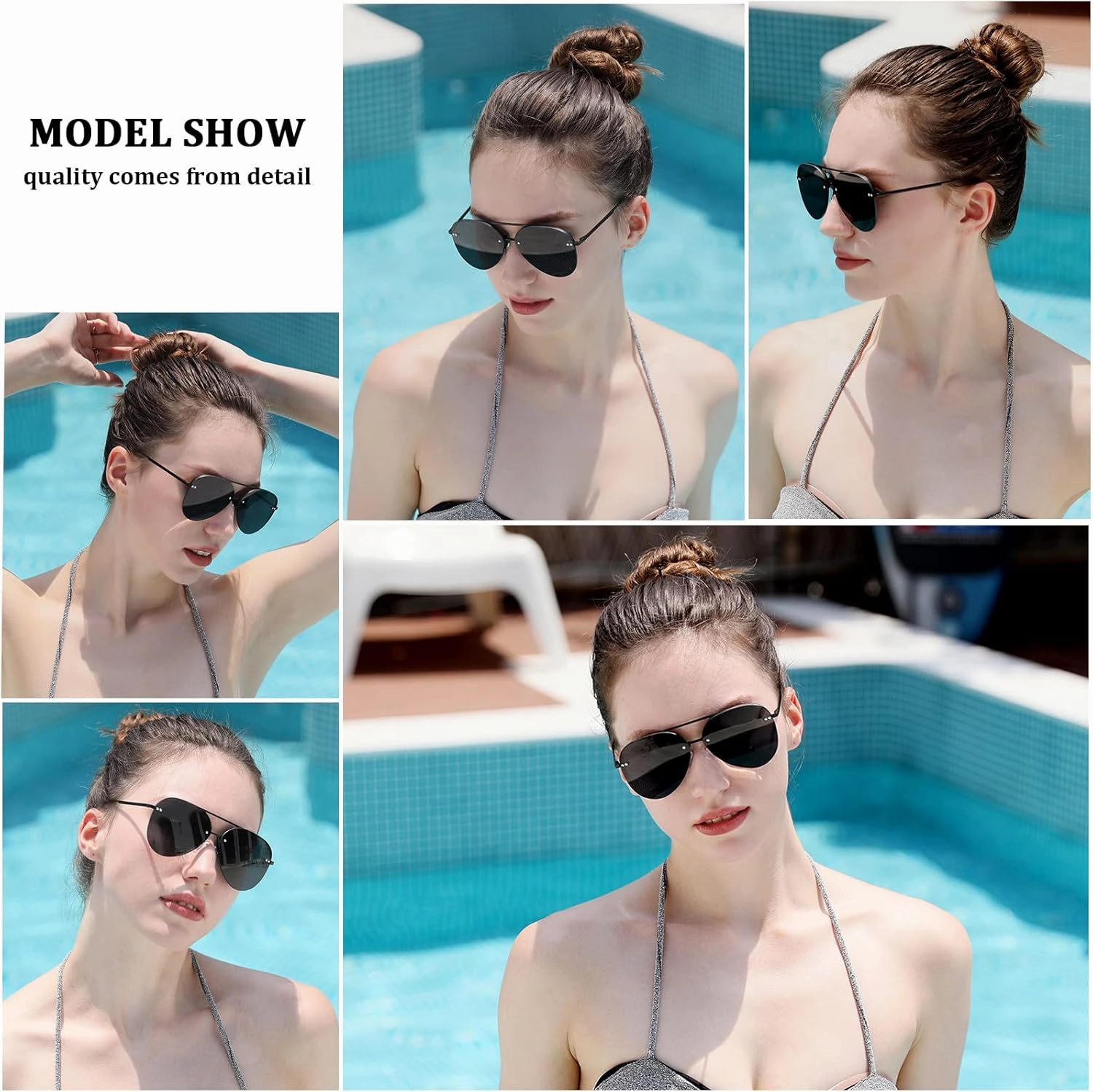 Retro Rimless Women Aviator Sunglasses Classic Lady Oversized Sun Glasses black Gradient Mirrored Lens Bold Shades