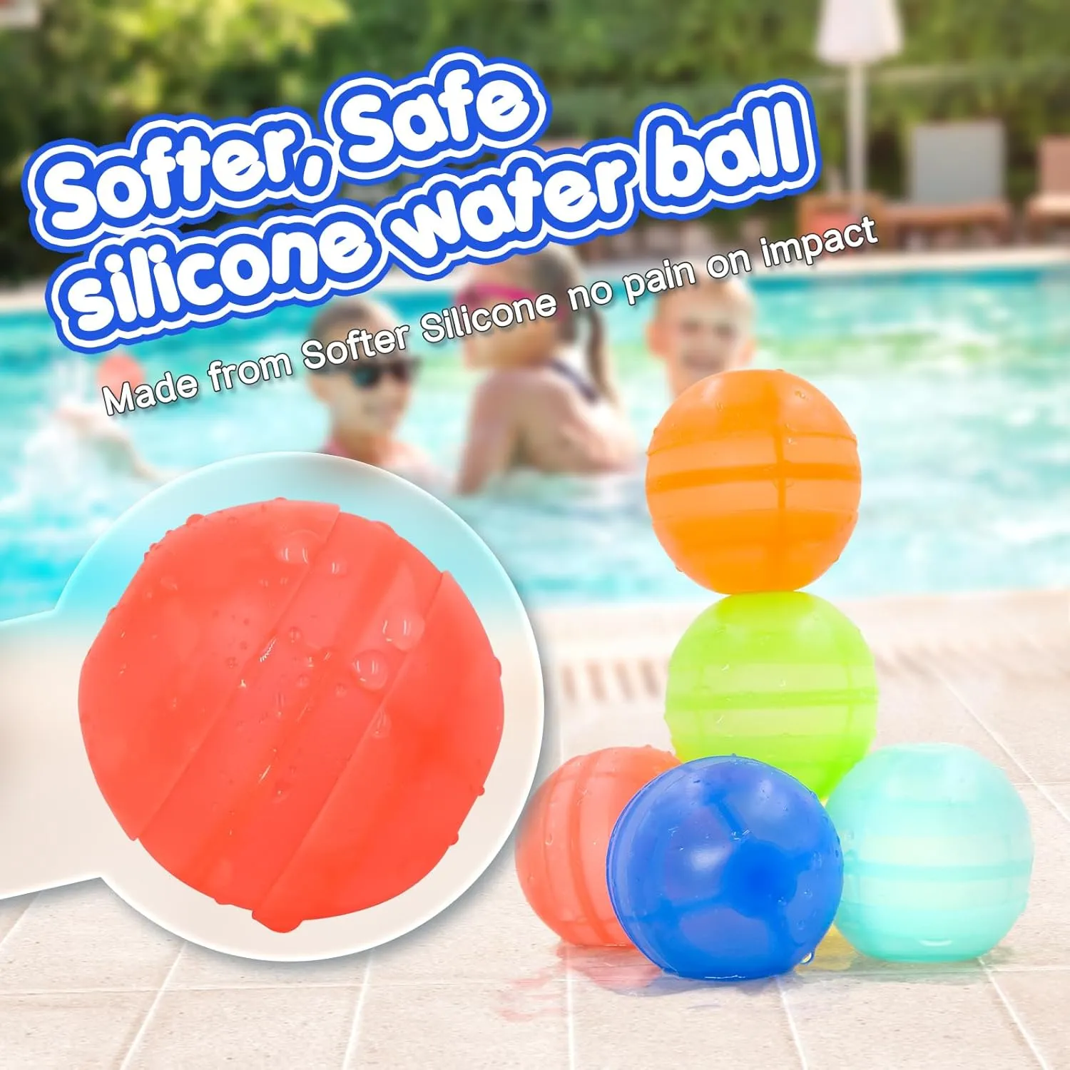 Reusable Silicone Water Balloons, Easy Quick Fill Water Balls, Summer Water Toys, Outdoor Pool Beach Bath Backyard Toys for Kids (12)
