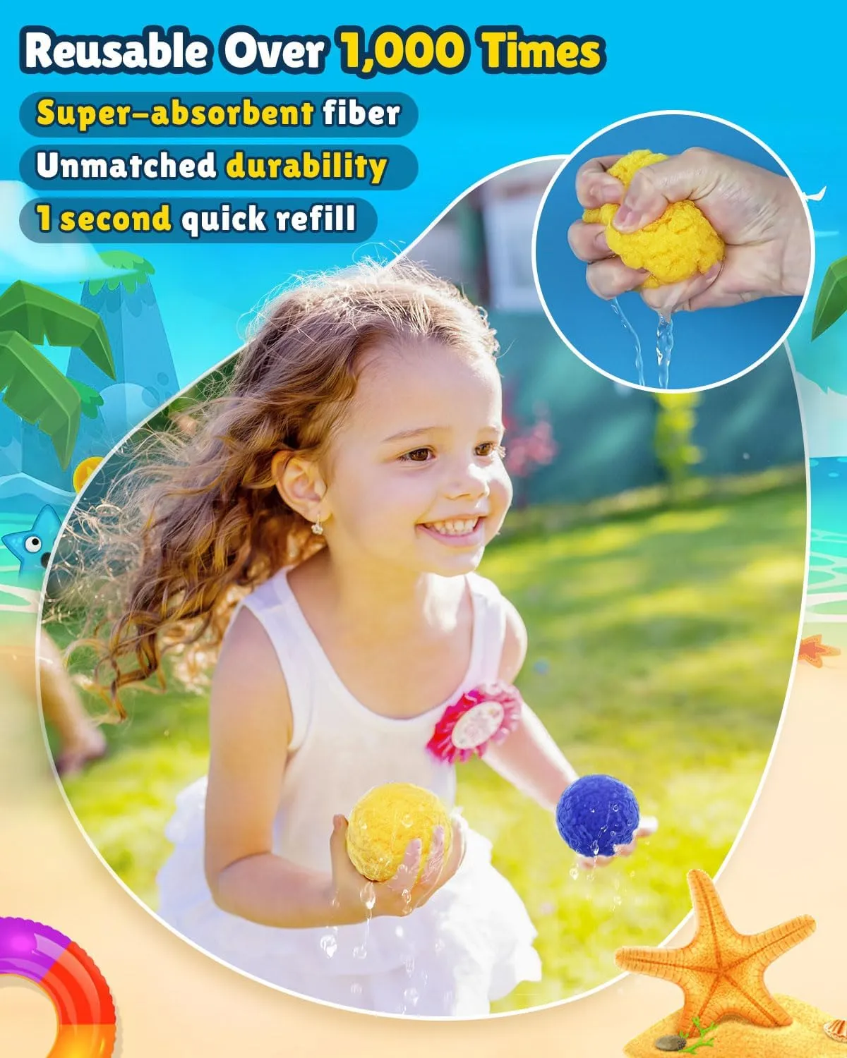 Reusable Water Balloons - 30 PCS Refillable Water Balls for Kids Outdoor Toys Games, Summer Pool Toys Water Play Splash Balls for Backyard Lawn Beach Fun Games for Boys Girls - Upgraded