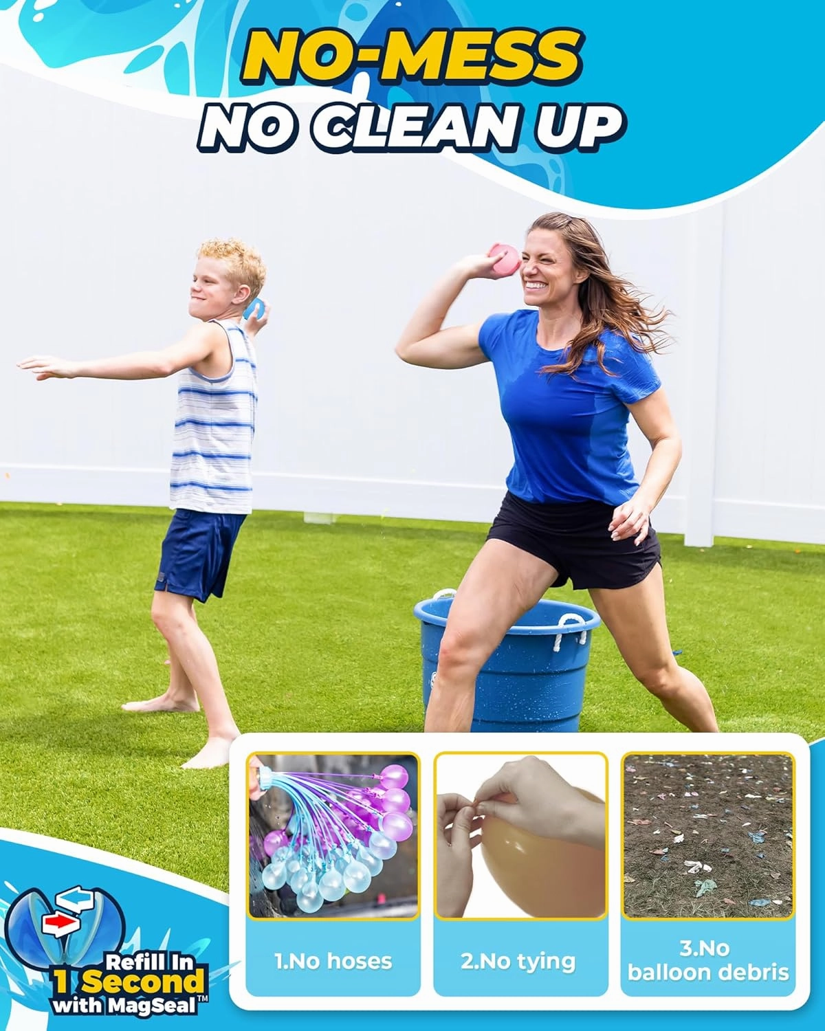 Reusable Water Balloons - 20PCS Quick Fill Water Balls Toys For Toddler Age 4-8 - Refillable Magnetic Self-Sealing Water Splash Bomb For Summer Party Pool Outdoor Beach Toys for kids Age 8-12