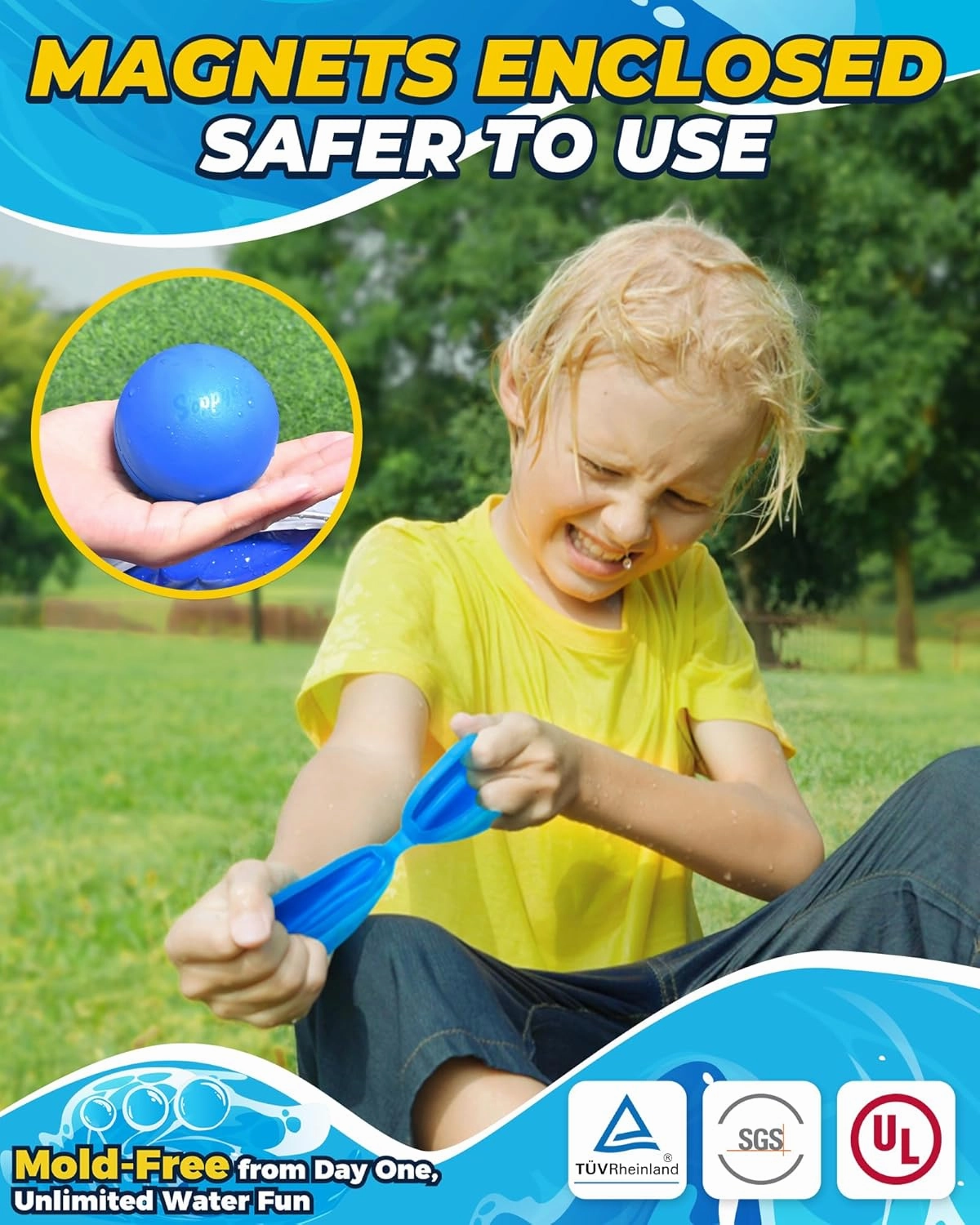 Reusable Water Balloons - 20PCS Quick Fill Water Balls Toys For Toddler Age 4-8 - Refillable Magnetic Self-Sealing Water Splash Bomb For Summer Party Pool Outdoor Beach Toys for kids Age 8-12