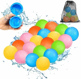 Reusable Water Balloons - 20PCS Quick Fill Water Balls Toys For Toddler Age 4-8 - Refillable Magnetic Self-Sealing Water Splash Bomb For Summer Party Pool Outdoor Beach Toys for kids Age 8-12