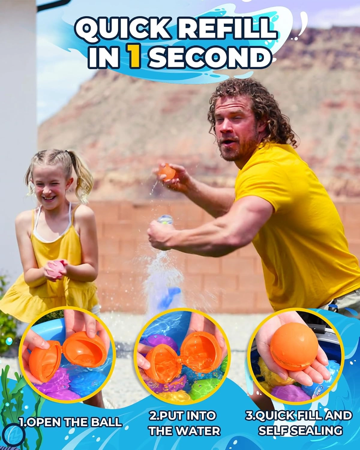 Reusable Water Balloons - 20PCS Quick Fill Water Balls Toys For Toddler Age 4-8 - Refillable Magnetic Self-Sealing Water Splash Bomb For Summer Party Pool Outdoor Beach Toys for kids Age 8-12