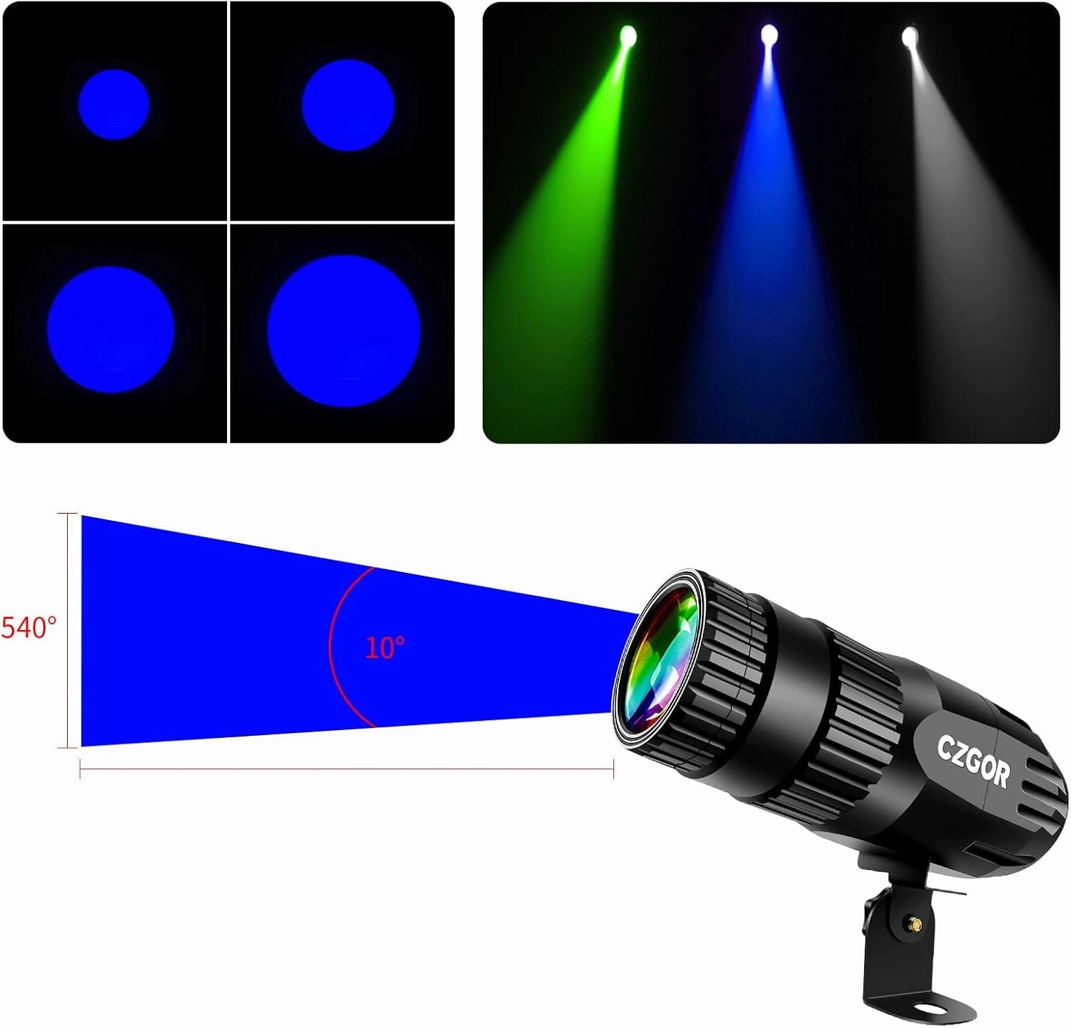 RGBW 4-in-1 Mirror Ball Light - 15W Super Bright LED Pin Spot Light with Remote Control for Parties, DJ, Club, Bar, Wedding