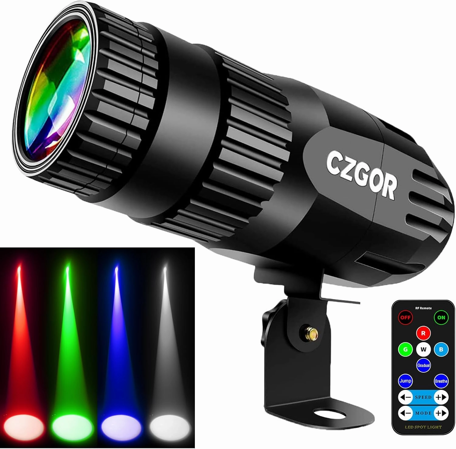 RGBW 4-in-1 Mirror Ball Light - 15W Super Bright LED Pin Spot Light with Remote Control for Parties, DJ, Club, Bar, Wedding