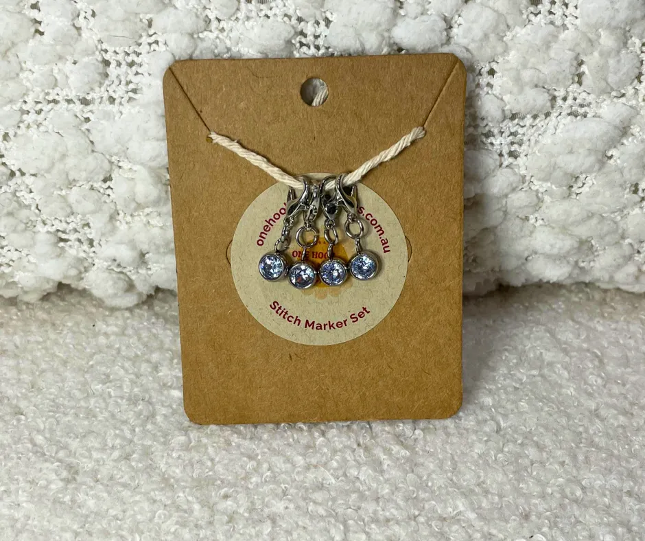 Rhinestone Solitaire Stitch Marker Set, Set of 4