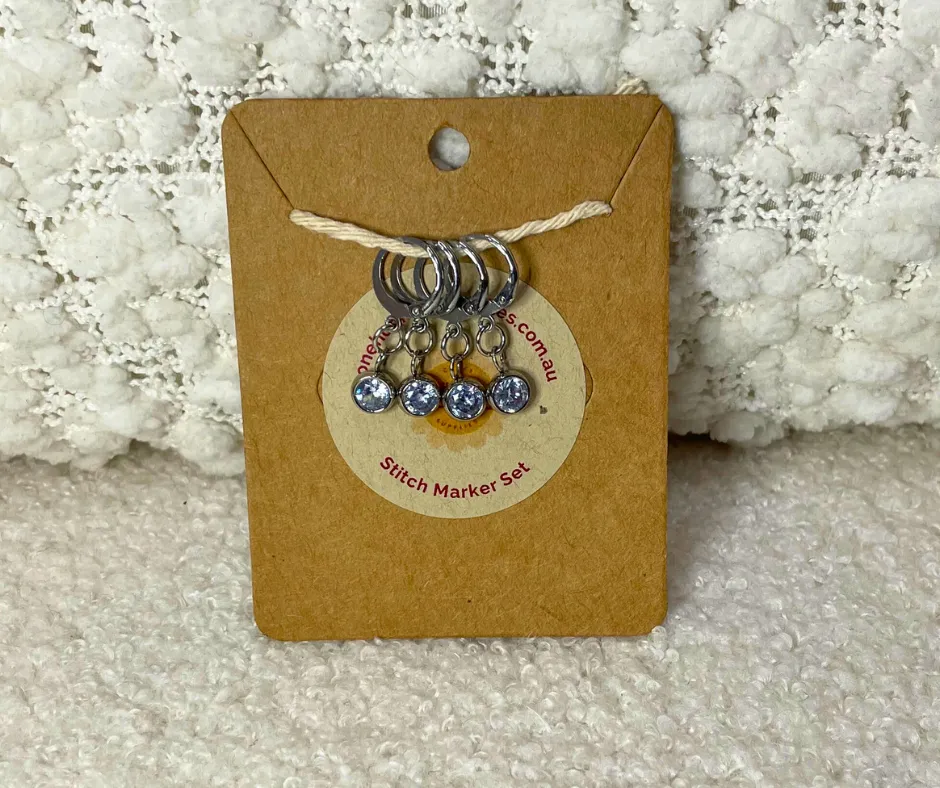 Rhinestone Solitaire Stitch Marker Set, Set of 4