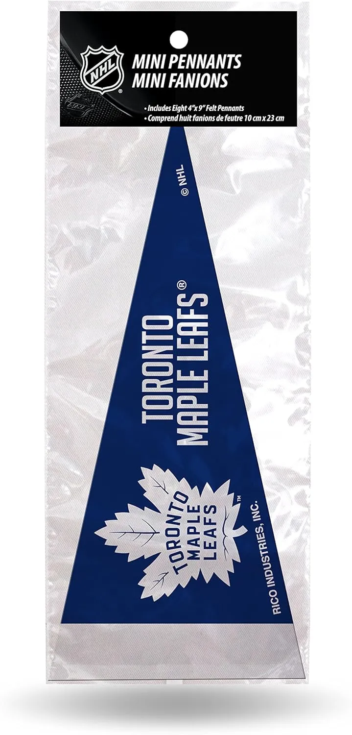 Rico Industries NHL Mini Pennant Set 4" x 9" Felt Mini Pennant Team Set (Includes 8 Pieces)