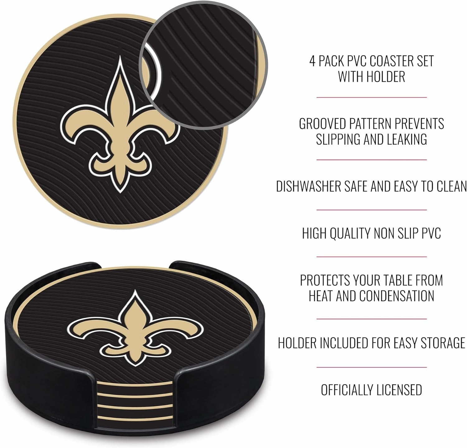 Rico Industries NFL Football Classic Favorites: PVC Coaster Set (4-Pack)