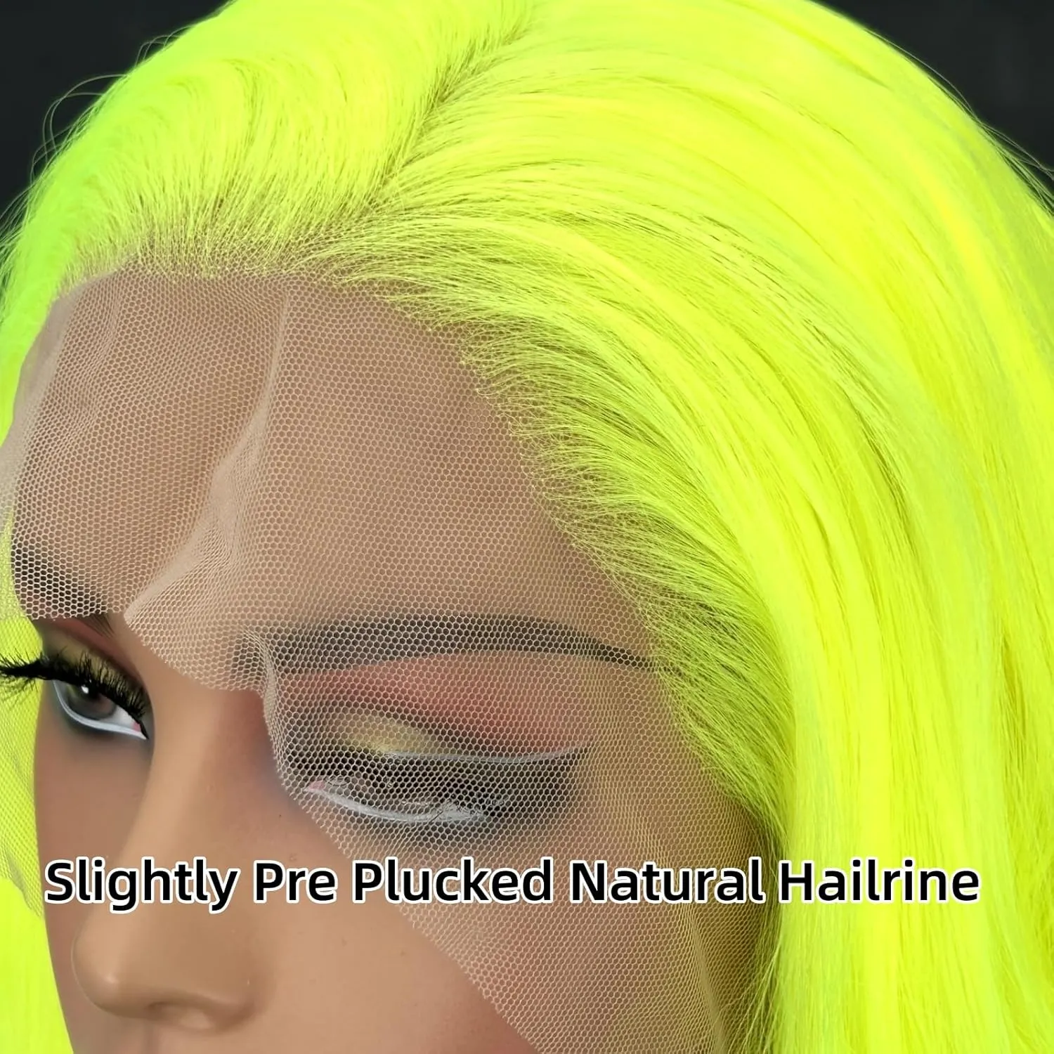 RONGDUOYI Neon Green Wig Long Wavy Curly Synthetic Lace Front Wig Pre Plucked Glueless Natural Hair Wig Water Wave Colored Lime Green Wigs for Women Daily Cosplay Party