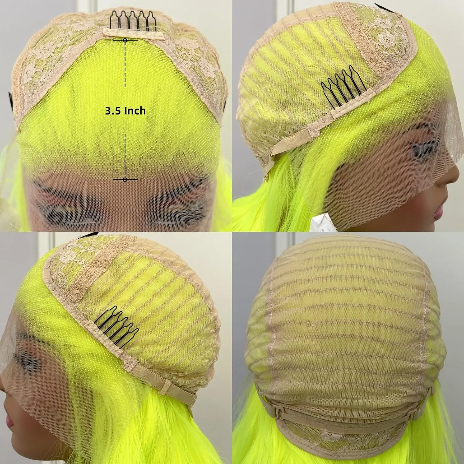 RONGDUOYI Neon Green Wig Long Wavy Curly Synthetic Lace Front Wig Pre Plucked Glueless Natural Hair Wig Water Wave Colored Lime Green Wigs for Women Daily Cosplay Party