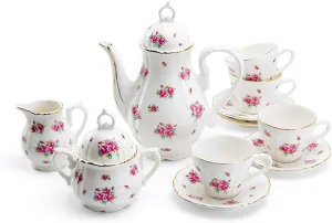 Rose Bud Fine Porcelain 11-Piece Children's Tea Set
