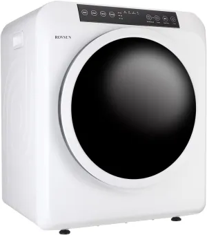ROVSUN 3.5 Cu.Ft Portable Clothes Dryer, High End Front Load Tumble Laundry Dryer with LCD Touch Screen, Stainless Steel Tub for Apartment, Home, Dorm-110V, Classic White