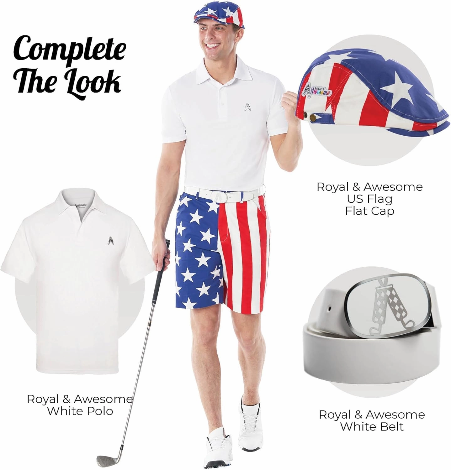 Royal & Awesome Mens Golf Shorts, Crazy Golf Shorts For Men, Plaid Shorts Men - Golf Tool Included