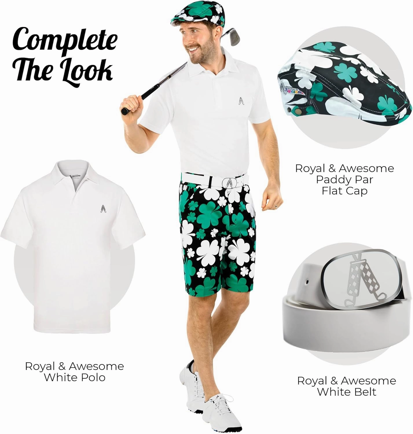 Royal & Awesome Mens Golf Shorts, Crazy Golf Shorts For Men, Plaid Shorts Men - Golf Tool Included