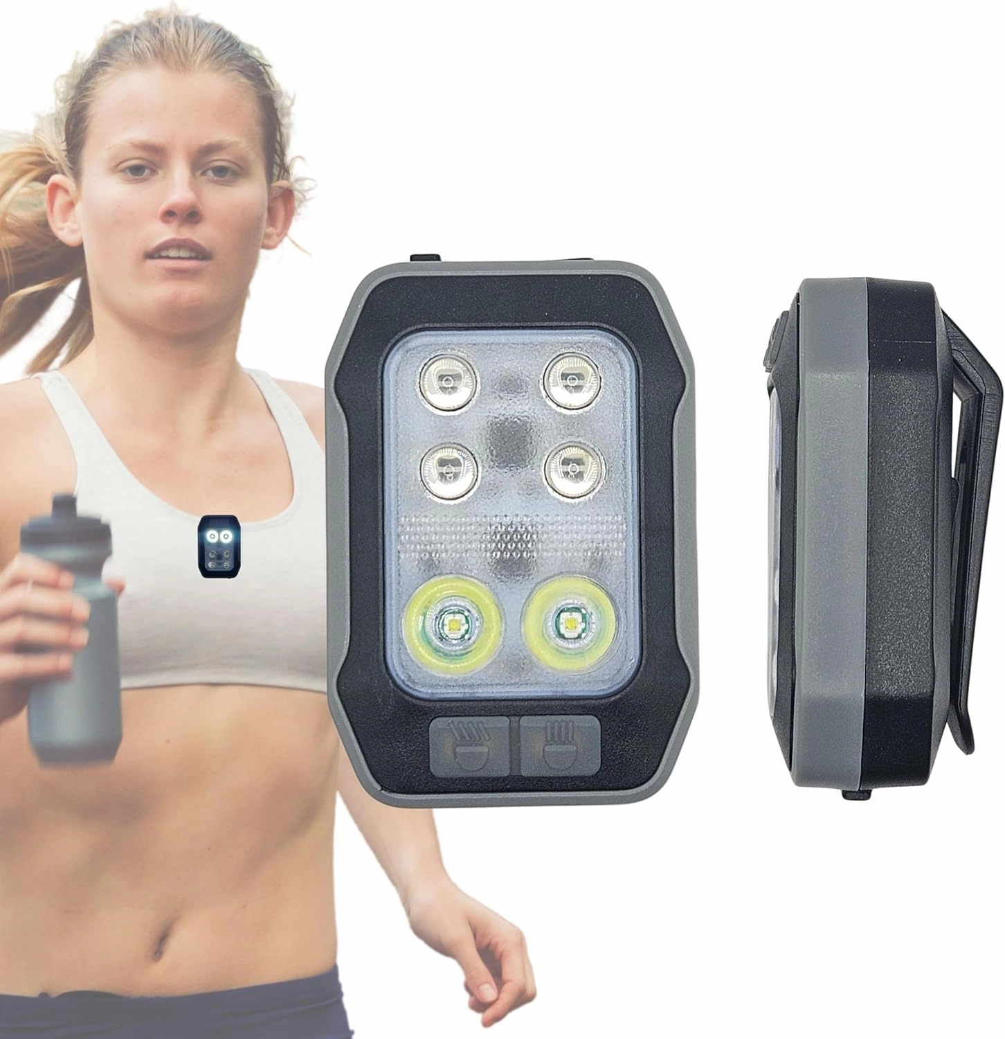 Running Light - Hands Free Powerful Mini High Visibility Safety Clip On Rechargeable LED Light for Night Running Jogging Walking Hiking, 1 Pack