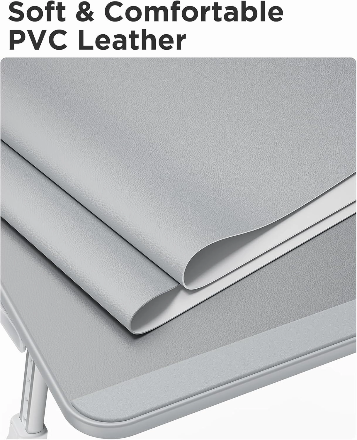 SAIJI Leather Lap Desk Laptop Bed Tray Table, Adjustable Laptop Stand for Bed, Portable Lightweight Standing Desk for Writing Eating Reading Couch Sofa Floor for Adults Kids (20.5"*11.8",Gray)