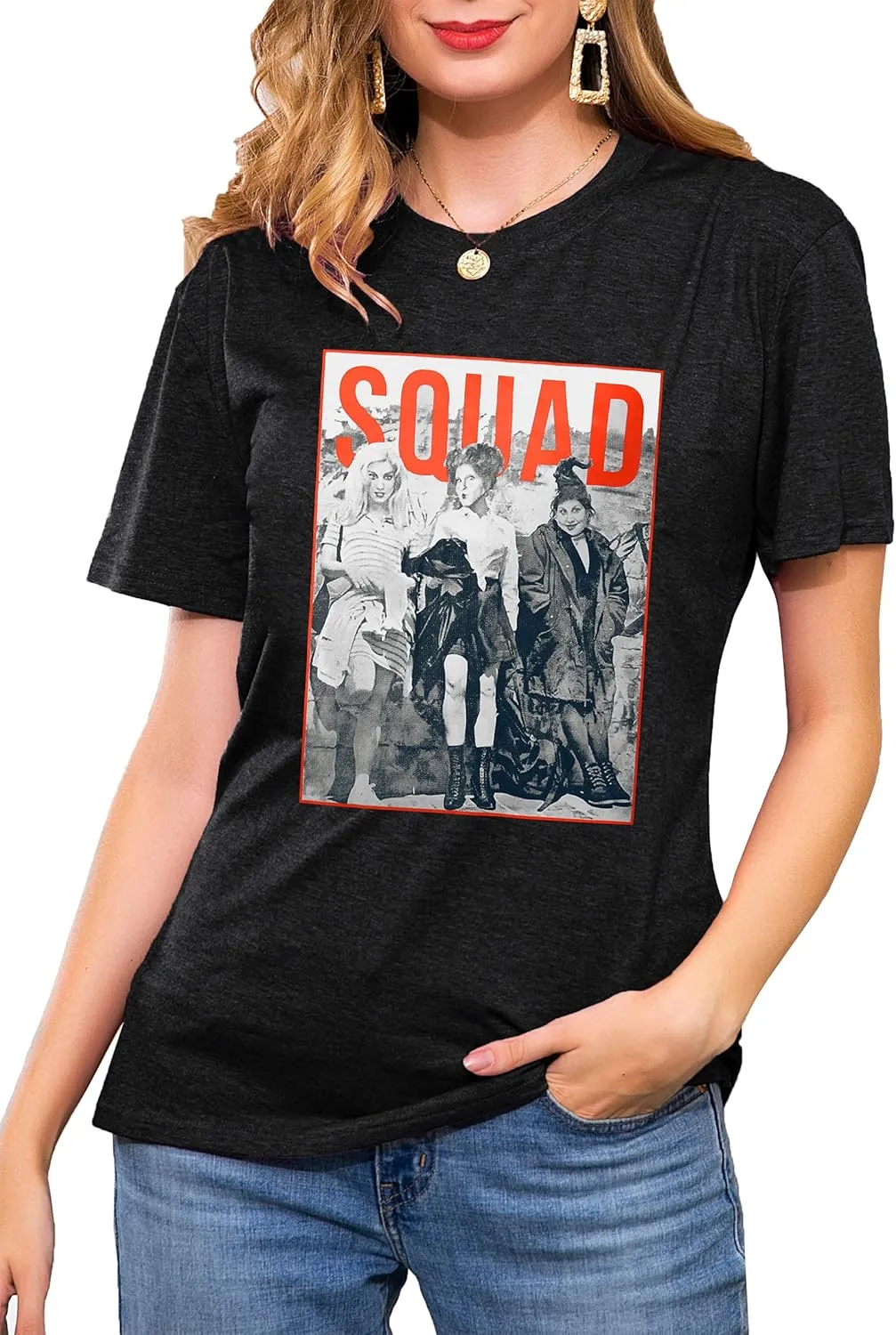 Sanderson Sister Squad Cute T Shirt Halloween Graphic Tees for Women Hocus Pocus Funny Shirts Fall Casual Tops