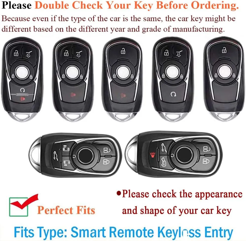 SANRILY PU Leather 4/5/6 Button Key Fob Cover Fit for Buick Envista 2024 Invista ST Enclave Encore GX Envision Lacrosse Regal Tourx Keyless with Weave Keychain Black-Green