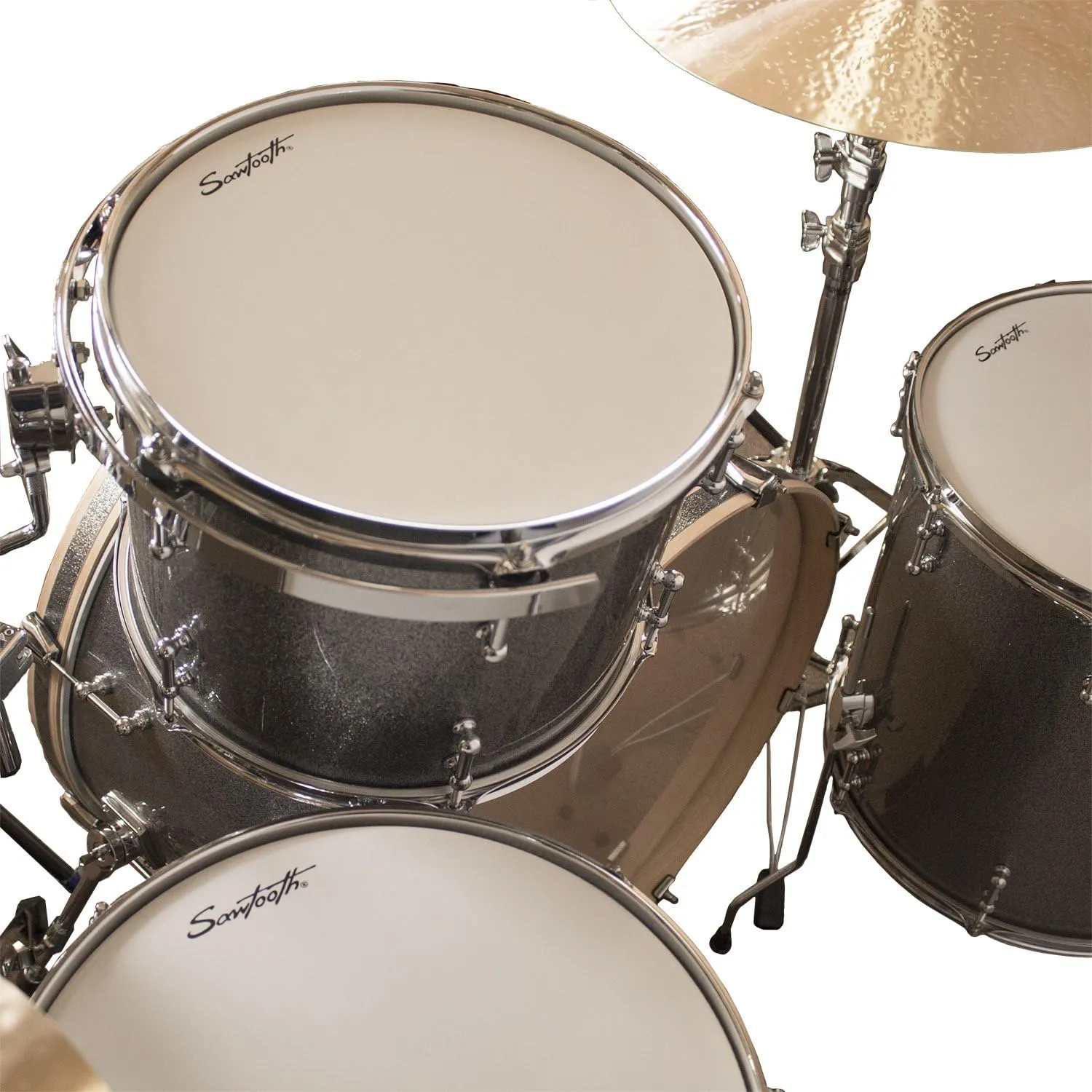 Sawtooth Command Series 4-Piece Shell Pack with 24" Bass Drum, Silver Sparkle, (ST-COM-4PC-24-SSPK)