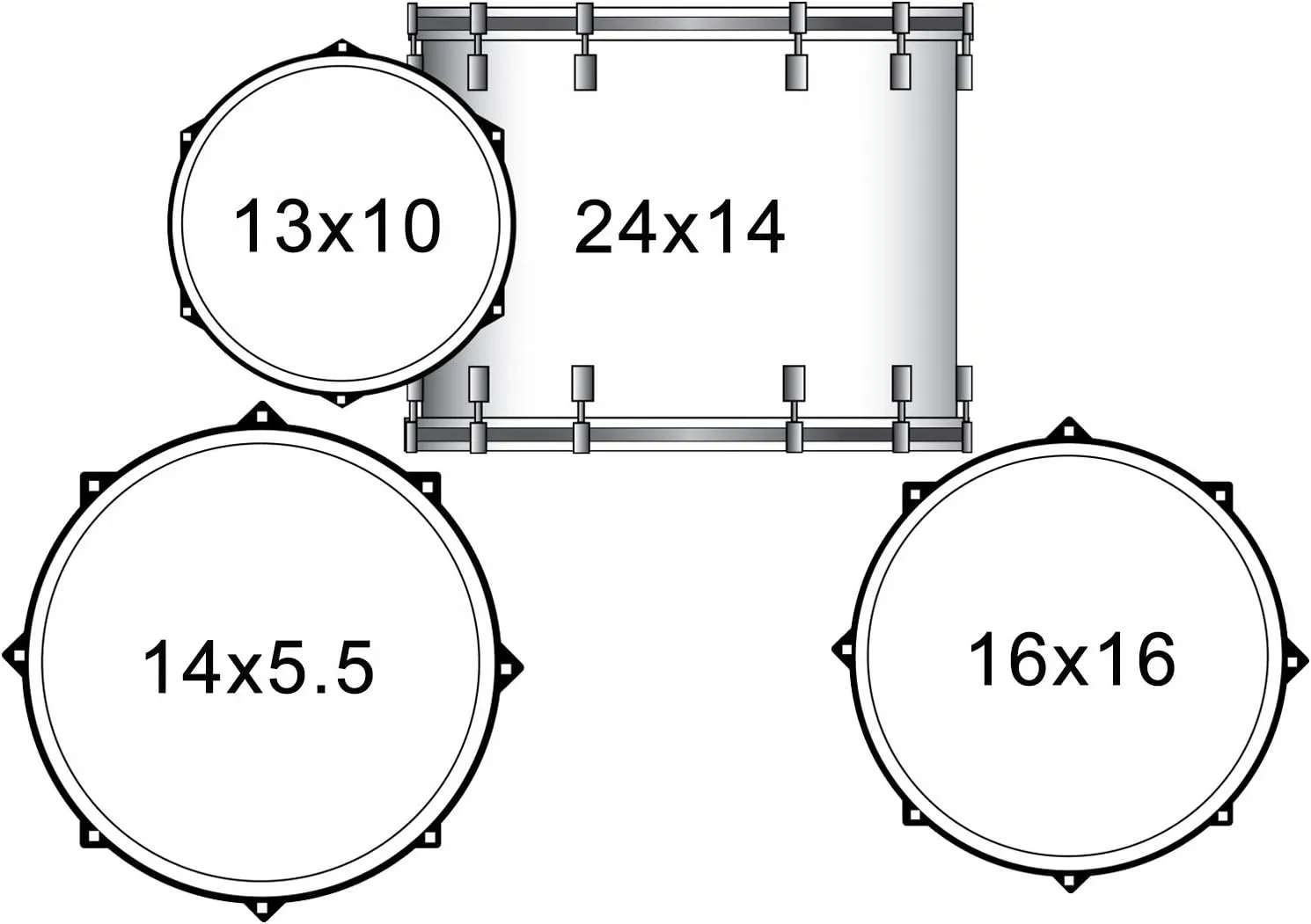 Sawtooth Command Series 4-Piece Shell Pack with 24" Bass Drum, Silver Sparkle, (ST-COM-4PC-24-SSPK)