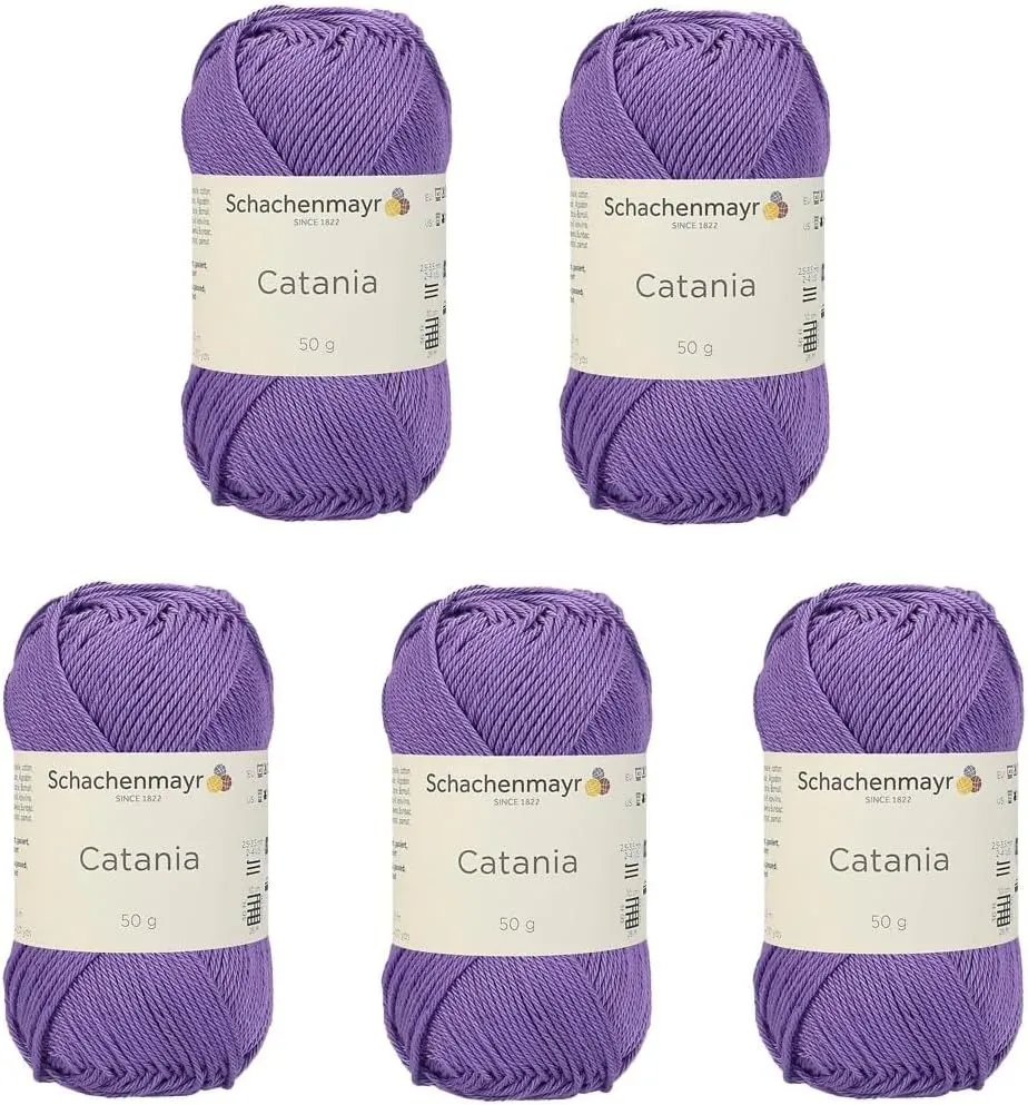 Schachenmayr Catania Limited Edition Colors - Rare Mercerized Cotton Yarn for Crochet and Knitting - 5 Balls Soft Amigurumi, 2 Fine Sport Weight