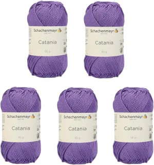 Schachenmayr Catania Limited Edition Colors - Rare Mercerized Cotton Yarn for Crochet and Knitting - 5 Balls Soft Amigurumi, 2 Fine Sport Weight