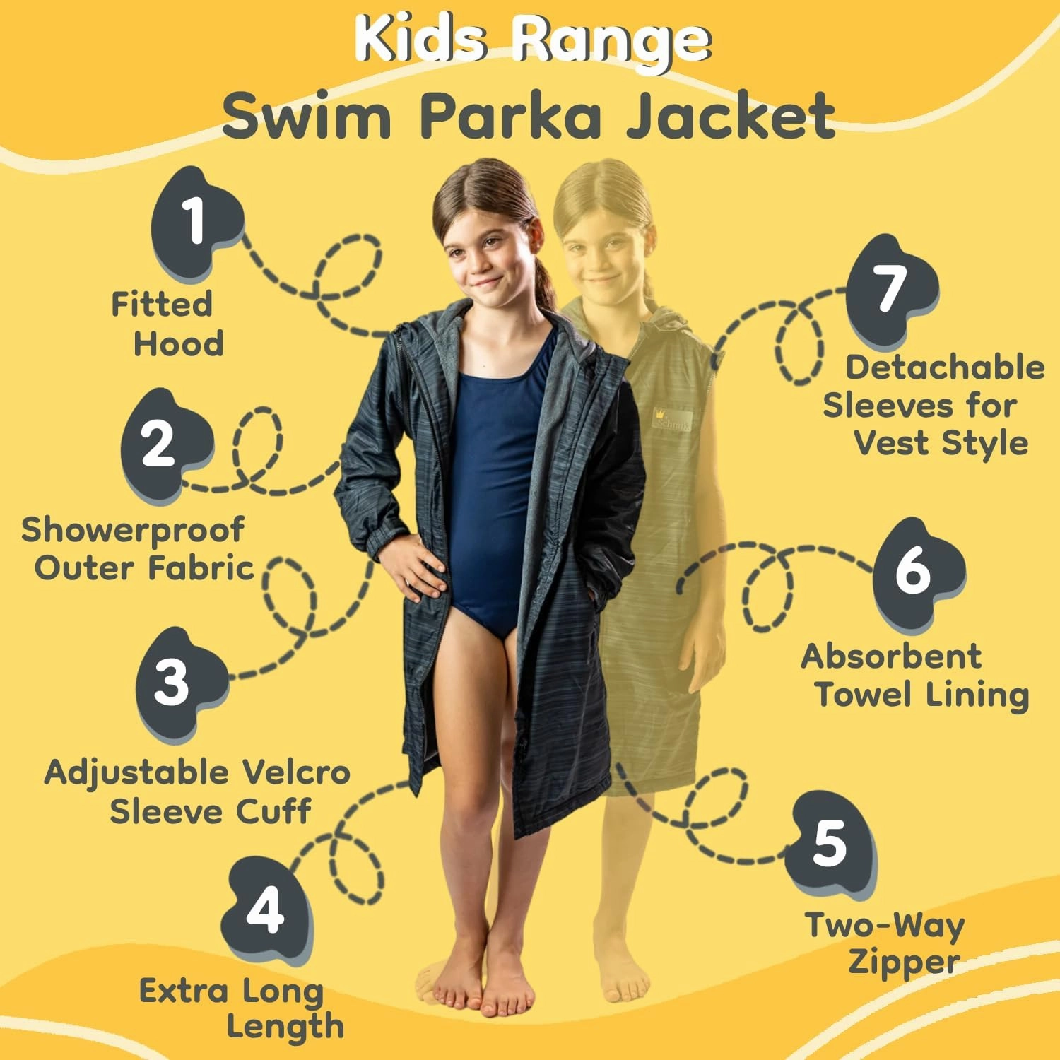 SCHMIK Unisex Swim Parka. Inc Swim Bag. Warm Change Coat. Girls, Boys & Kids.