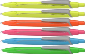 Schneider 131986 Reco Neon Edition Ballpoint Pen Recycled Plastic Awarded with The Blue Angel Ink Colour: Blue Assorted Pack of 6