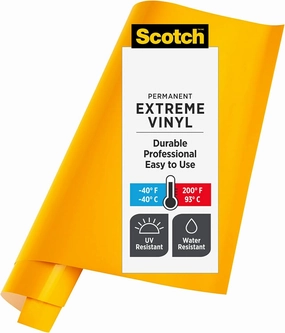 Scotch Extreme Premium Vinyl, 12 x 24 in, Perfect for Outdoor and Automotive Projects, Holds Securely Under The Toughest Conditions, Sunflower Yellow (VIN-EX-SUNY)