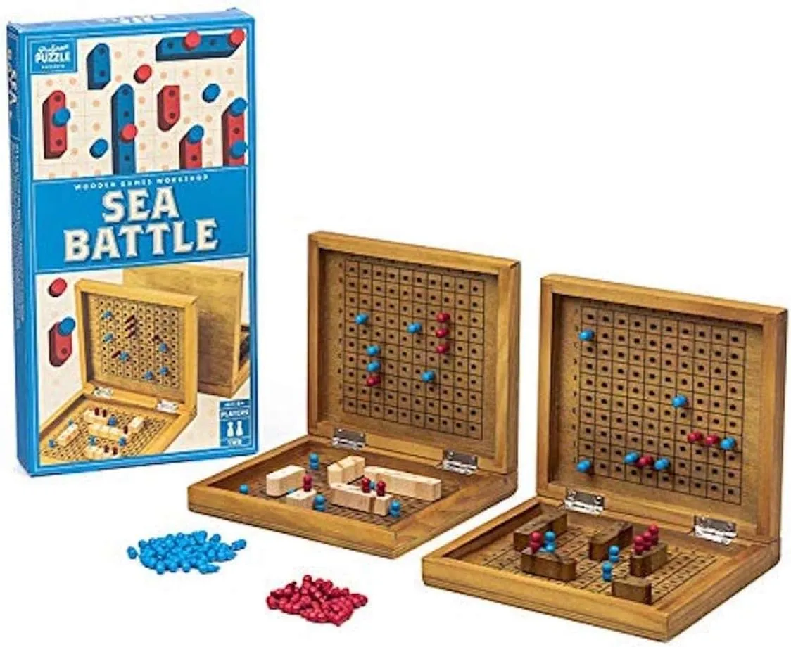 Sea Battle - A Wooden take on The Traditional 2 Play Board Game, Sink Your Opponents Ships