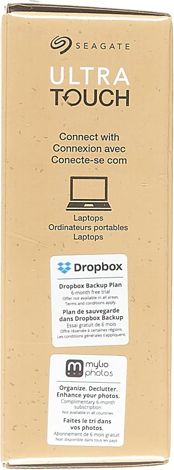 Seagate Ultra Touch HDD, 4TB, Externe harde schijf, Mac & Chromebook, gerecycled materiaal, USB-C-compatibiliteit met pc, Dropbox en Mylio inbegrepen, Cloud White, Data Rescue Service (STMA4000400)