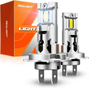 SEALIGHT H7 Bulbs Bright Lamps 36000LM High Power with Cooling Fan,Diamond White Super Bright, H7 Fog Bulbs Canbus Ready 3Mins Installation 10 Year Lifespan, Pack of