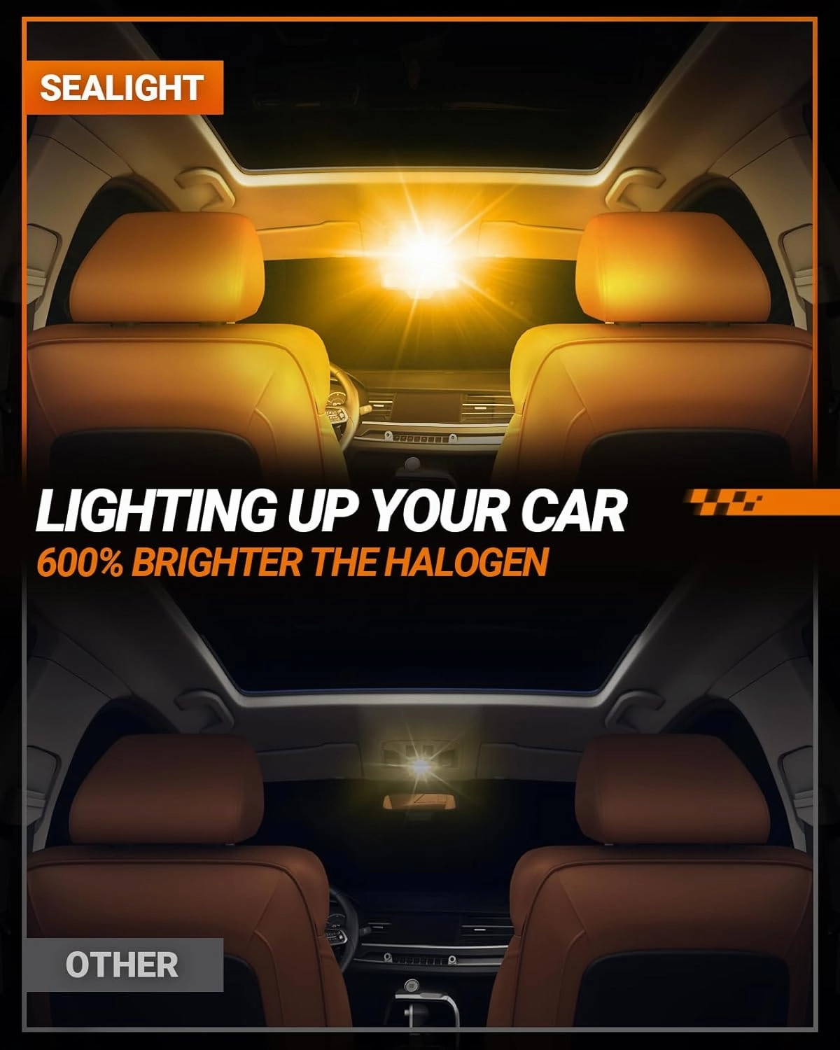 SEALIGHT 194 LED Bulbs for License Plate Car Interior Dome Map Door Courtesy Dash Lights 168 175 2825 W5W T10,Pack of 4