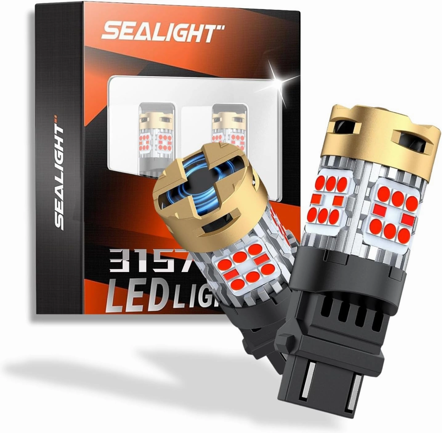 SEALIGHT 3157 LED Bulbs Red, 3600LM Super Bright 3056 3057 4057 4157 LED Bulbs Replacement (Pack of 2)