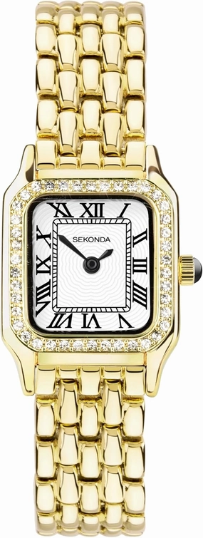 Sekonda Monica Ladies 20mm Quartz Watch, Alloy Case & Bracelet with Stone Set Bezel & White Dial