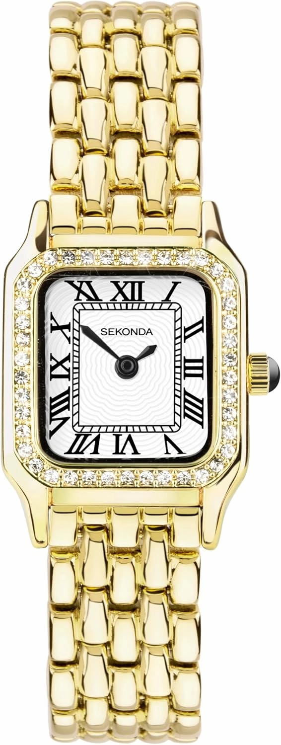 Sekonda Monica Ladies 20mm Quartz Watch, Alloy Case & Bracelet with Stone Set Bezel & White Dial