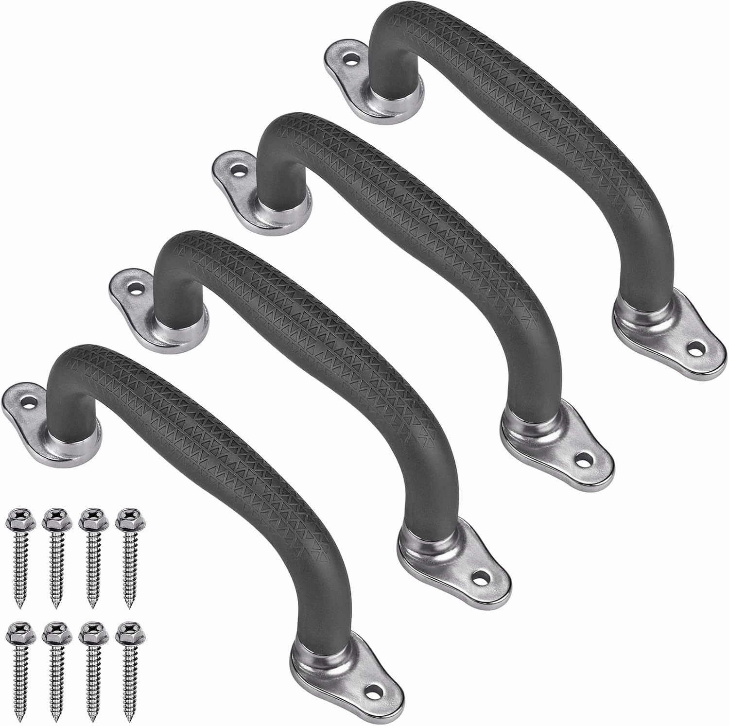 SELEWARE Black Playground Safety Handles, Non-Slip Kids Playground Grab Handles, Durable Indoor Outdoor Playset Handles for Playhouse, Treehouse, Climbing Frame, Jungle Gym, Swing Set, 4 Pack