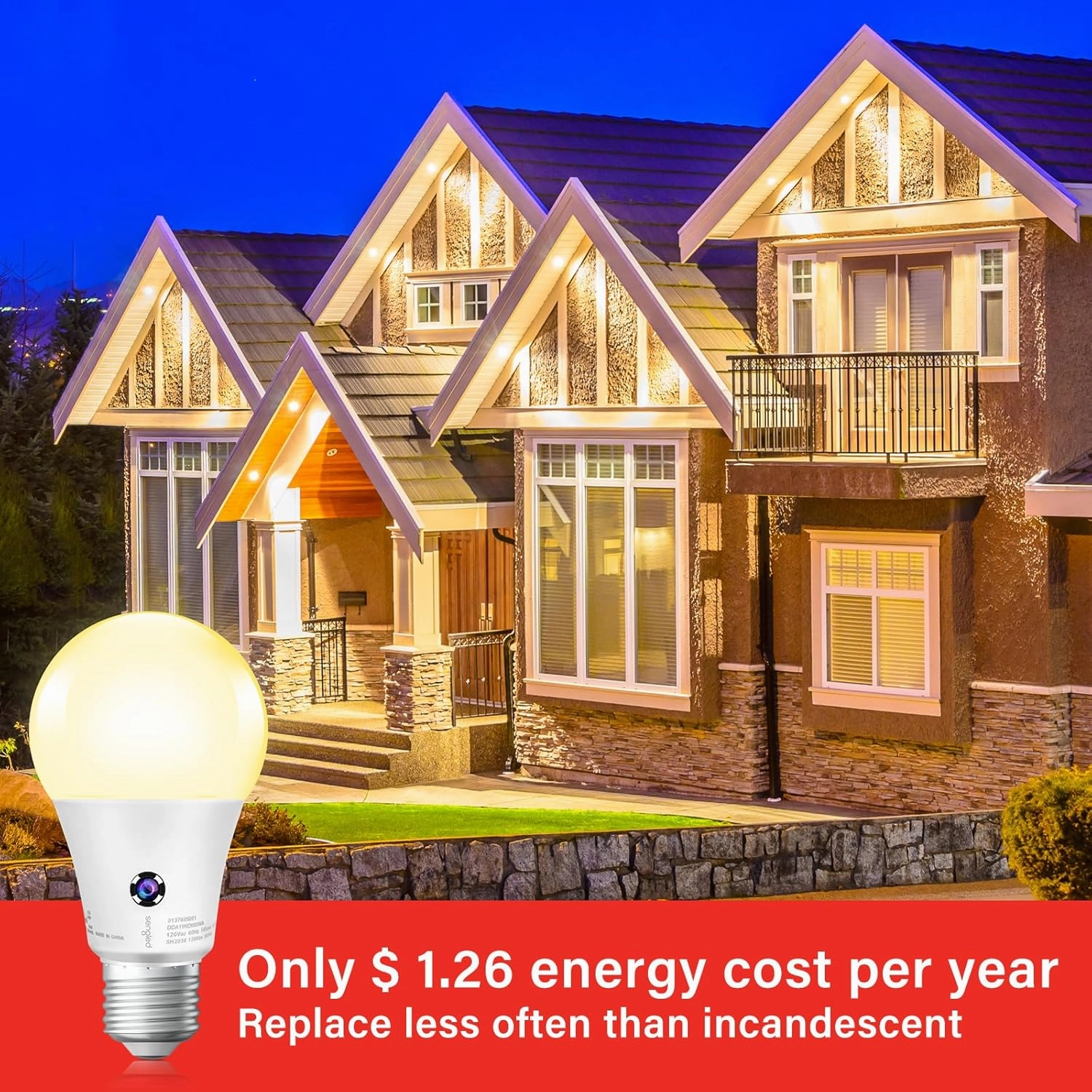 Sengled Dusk to Dawn Light Bulbs, Automatic Photocell Led Bulb for Outdoor Lighting, 3000K Soft White, A19 LED, 1200LM, Sensor Light Bulbs 10.5 Watt Equivalent, 6 Pack