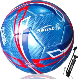 Senston Soccer Ball Size 3 & Size 4 & Size 5 for Kids and Adult Official Match Training Soccer Ball with Pump