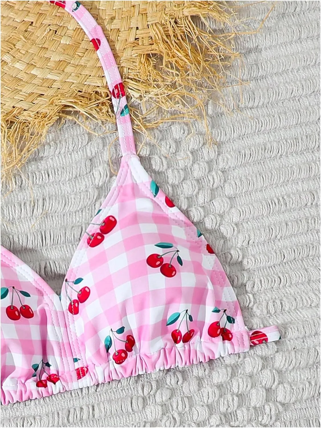 SHENHE Girl's 3 Piece Cute Halter Triangle Bikini Swimsuit with Beach Cover Up