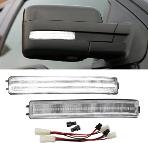 Side Mirror Turn Signal Lights LED Assembly Compatible with F150 2009-2014/for Mark LT 2010-2014,Blink Turn Marker Lamp (Clear Len White Light)