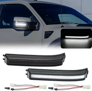 Side Mirror Turn Signal Lights LED Assembly Smoked Len Compatible with F150 2009-2014/for Mark LT 2010-2014,Blink Turn Marker Lamp (Smoked Len White Light)