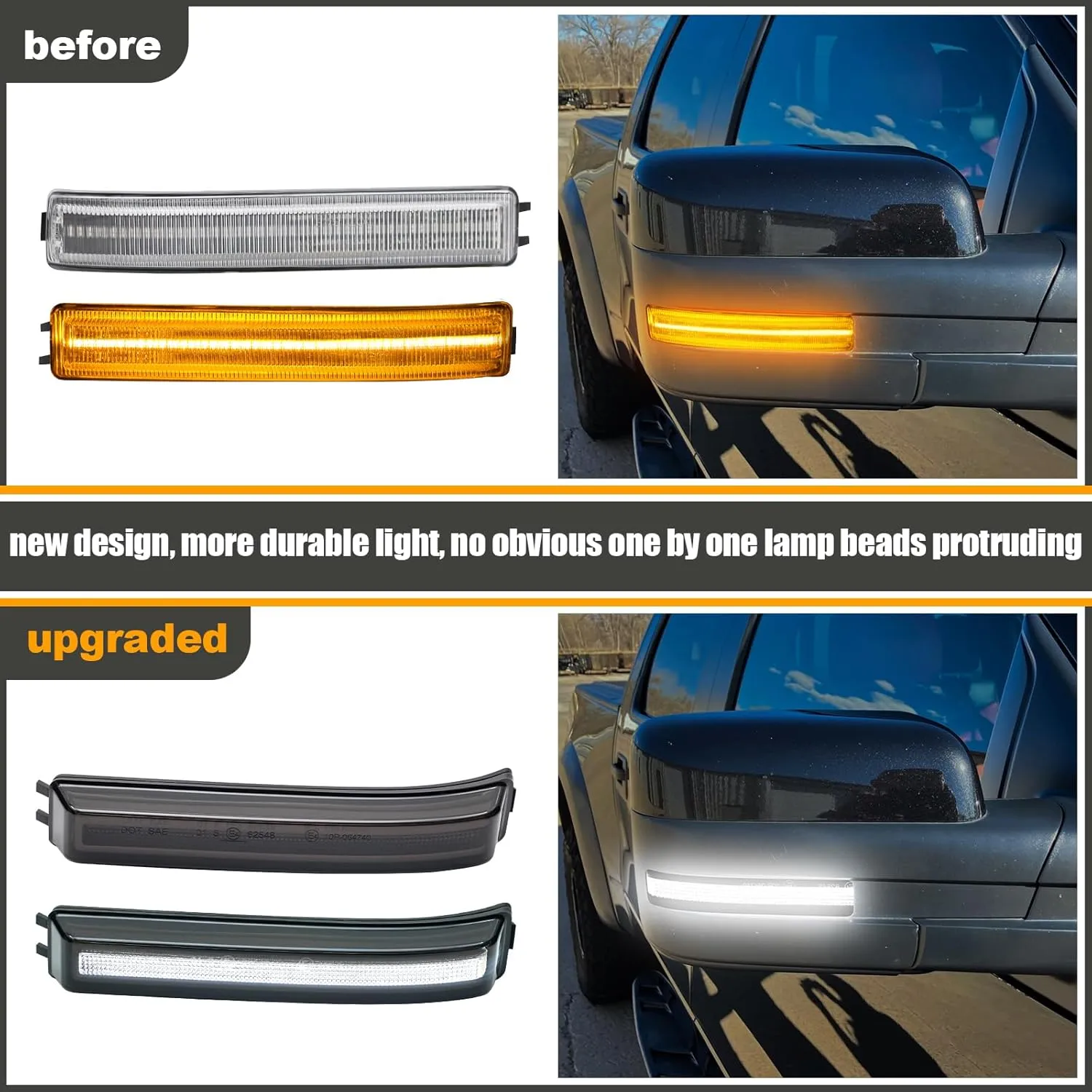 Side Mirror Turn Signal Lights LED Assembly Smoked Len Compatible with F150 2009-2014/for Mark LT 2010-2014,Blink Turn Marker Lamp (Smoked Len White Light)