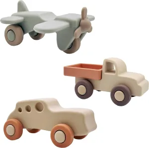 Silicone 3-in-1 Montessori Cars for Kids 3  Years, Baby Toys, Soft Baby Teething Toys, Sensory Developmental Education Toys for Toddler Baby, Infant Toys, Set of 3 (Multicolor 2)